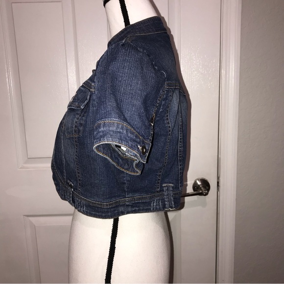 American Rag Cie Cute Denim Blue Short Sleeve Vest Jacket Size L - Picture 5 of 12